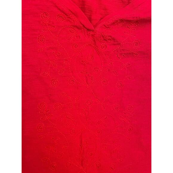 Catherines Liz & Me Womens Red Short Sleeve V-neck T-shirt Size 2x Embroidered - Picture 2 of 5